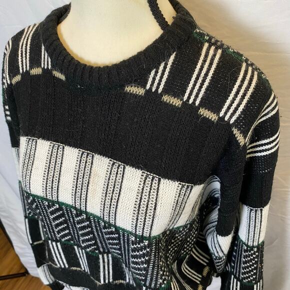 Vintage Poplar Knits Women's Abstract Striped Knit Sweater Medium Made in USA - Picture 2 of 12
